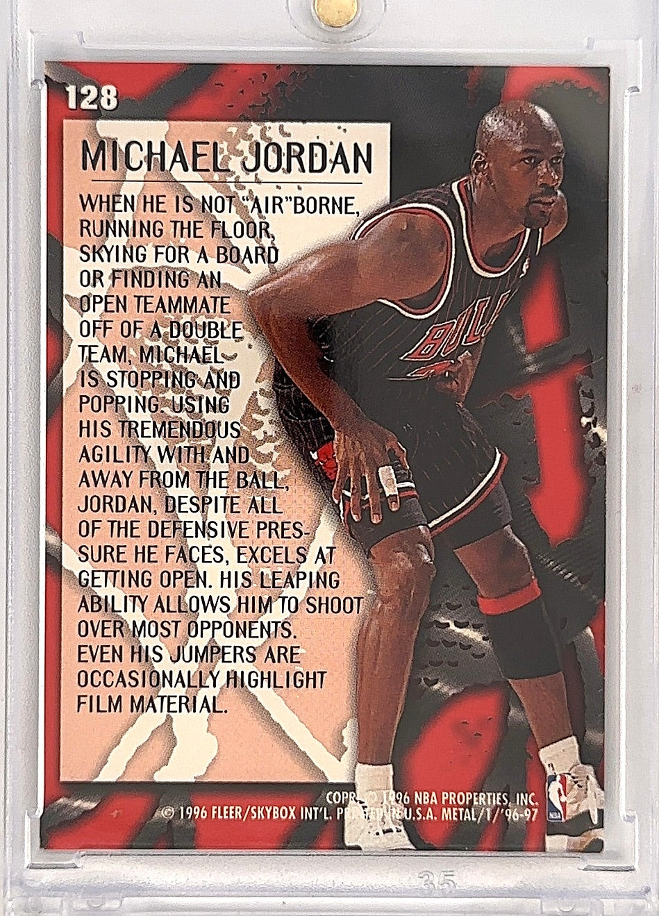 1996 Fleer Metal Michael Jordan [Metallized] #128 — back