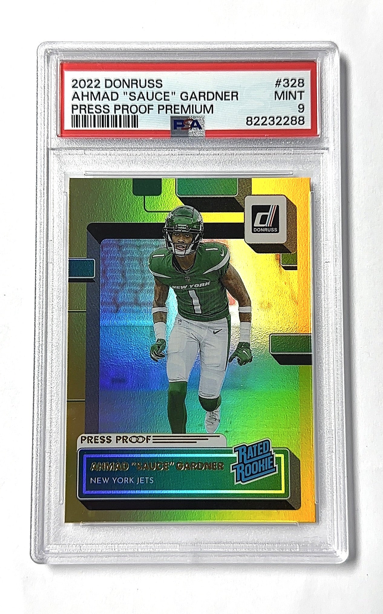 2022 Panini Donruss Ahmad 'Sauce' Gardner [Press Proof Premium] #328 RC PSA 9 — front