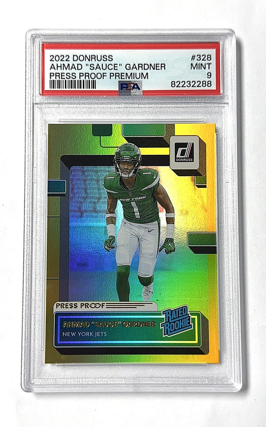 2022 Panini Donruss Ahmad 'Sauce' Gardner [Press Proof Premium] #328 RC PSA 9 — front