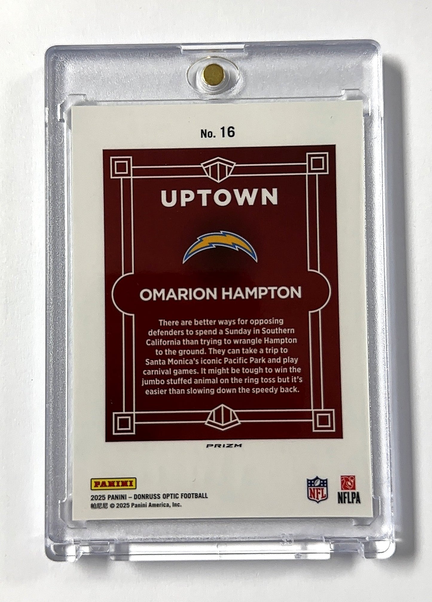 Omarion Hampton RC Downtown Donruss Optic Uptown — back
