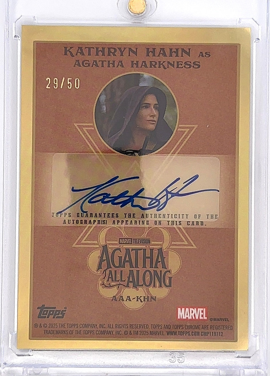 Topps Marvel Autographs Kathryn Hahn #AAA-KHN 29/50 — front
