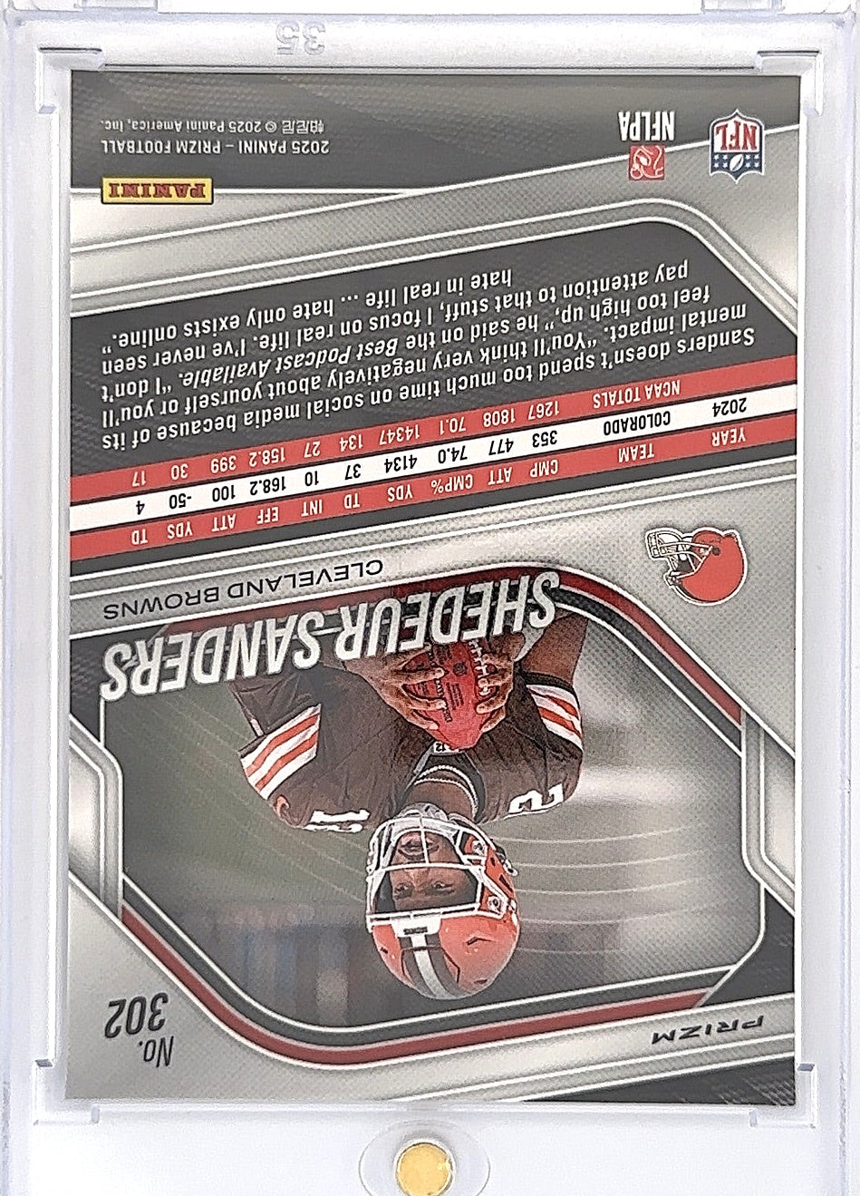 2025 Panini Prizm Shedeur Sanders [Silver] #302 — back