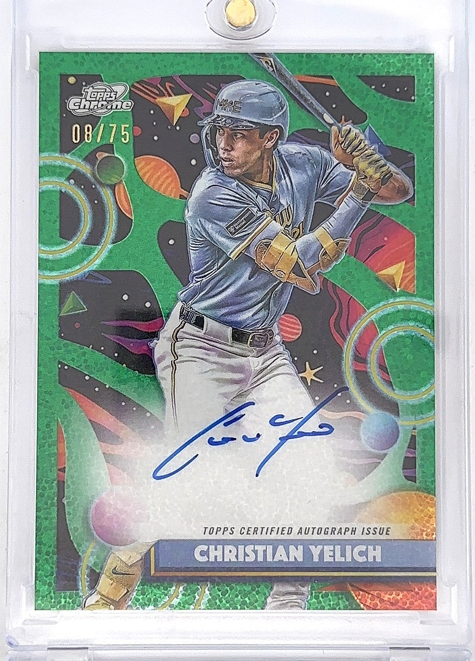 2025 Topps Cosmic Chrome Autograph Christian Yelich #CCA-CY 08/75 — front