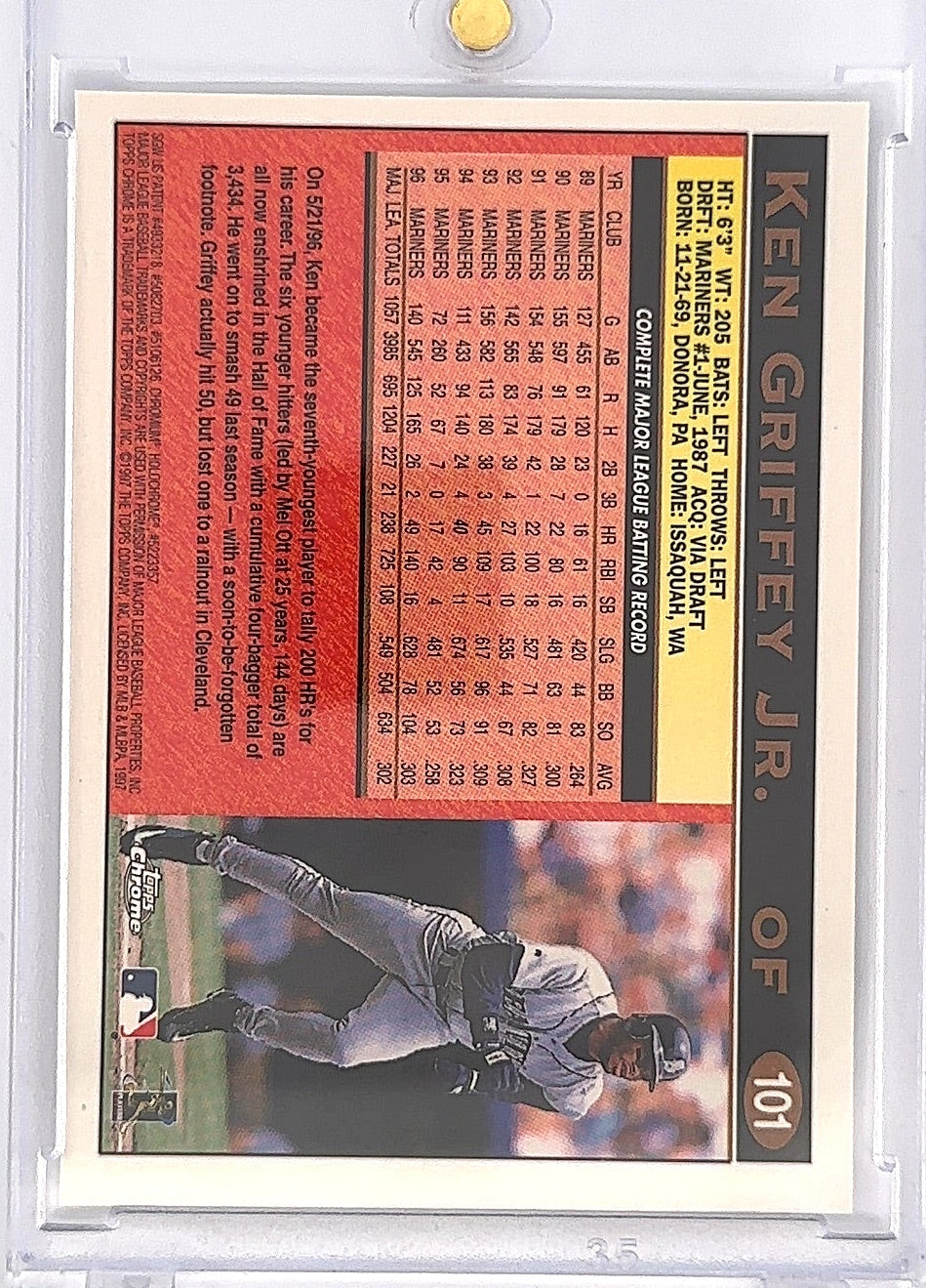 1997 Topps Chrome Ken Griffey Jr. #101 — back