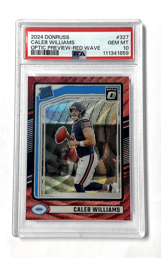 2024 Panini Donruss Caleb Williams [Red Wave Optic Preview Holo] #327 RC PSA 10 — front
