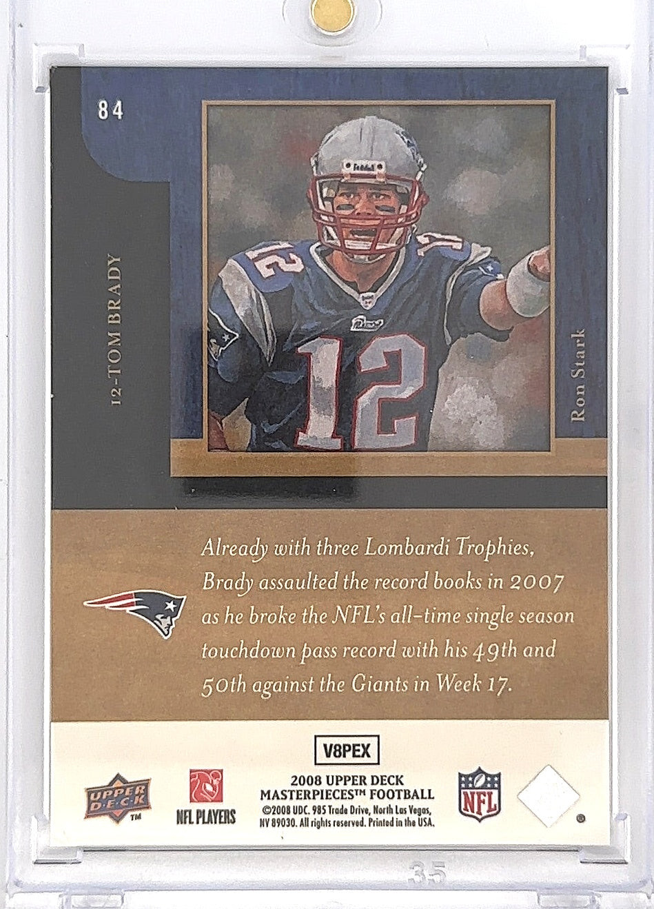 2008 Upper Deck Masterpieces Tom Brady [Framed Black] #84 — back