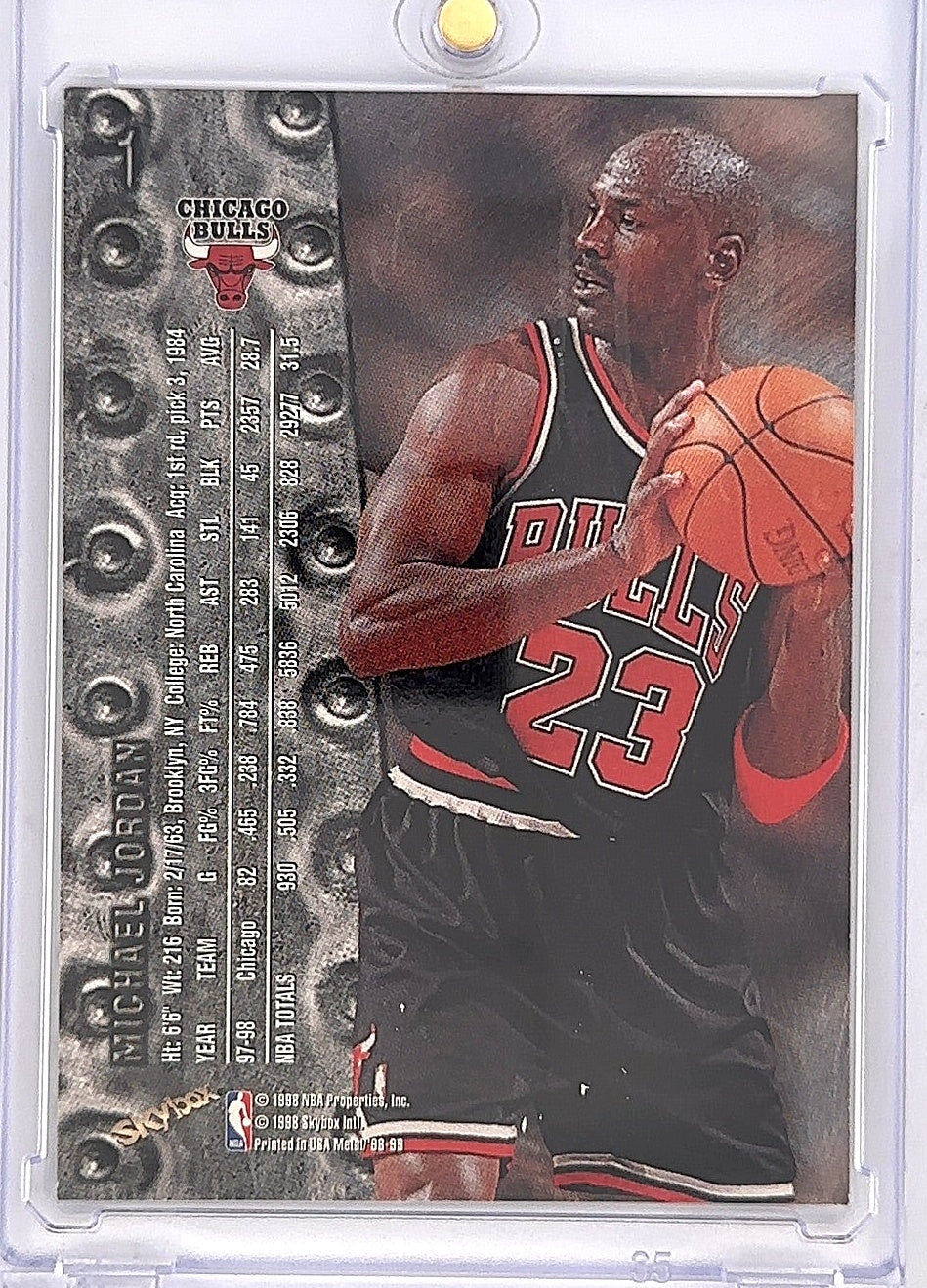 1998 Metal Universe Michael Jordan #1 — back