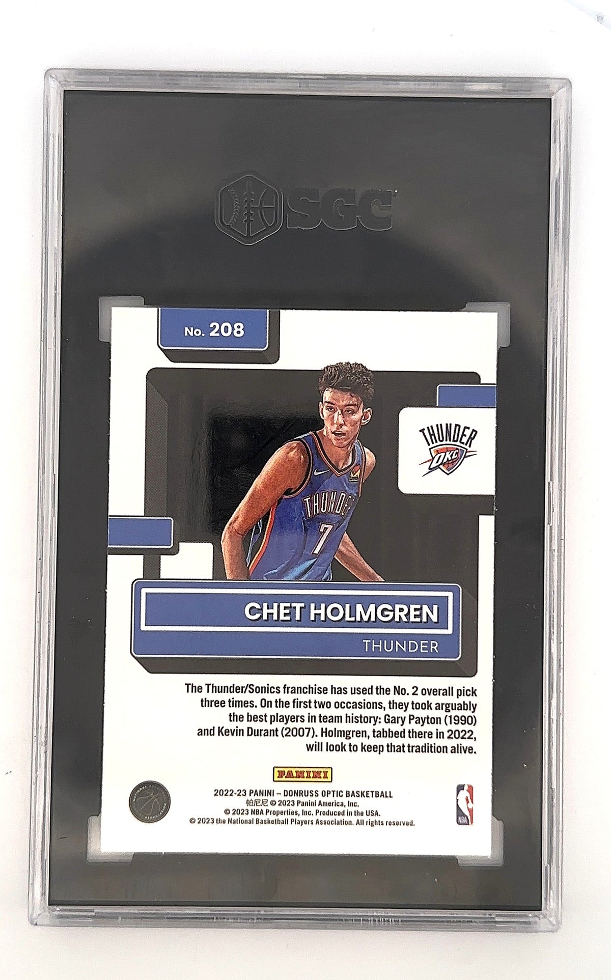 2022 Panini Donruss Optic Chet Holmgren #208 SGC 9.5 — back