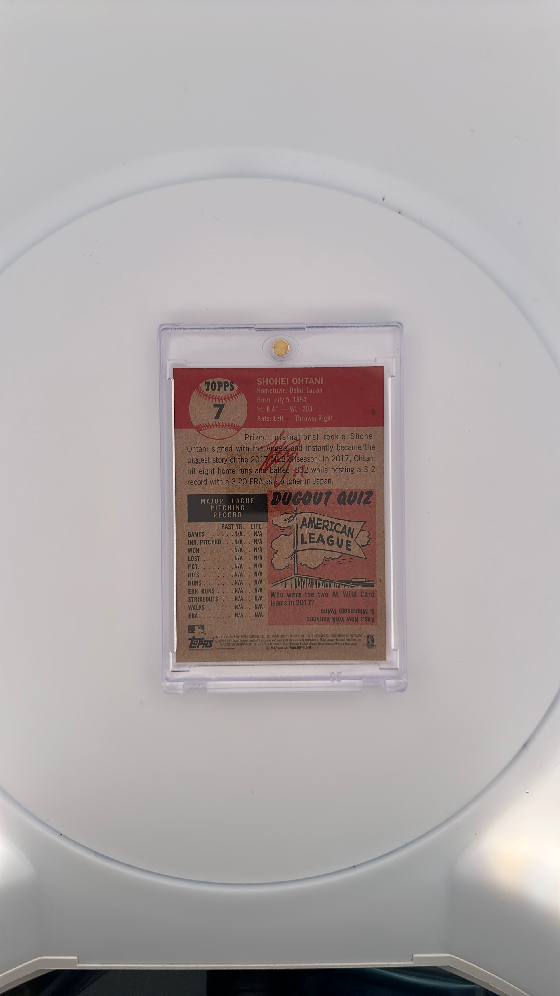 Shohei Ohtani Topps Living RC Living Set — back