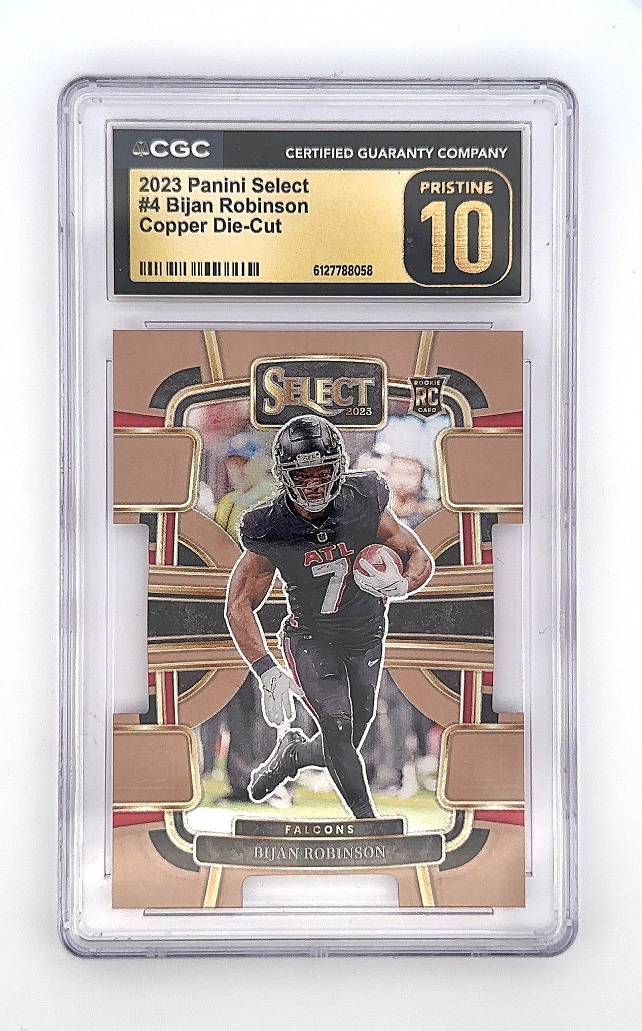 2023 Panini Select Bijan Robinson [Copper Prizm Die-Cut] #4 CGC 10 — front