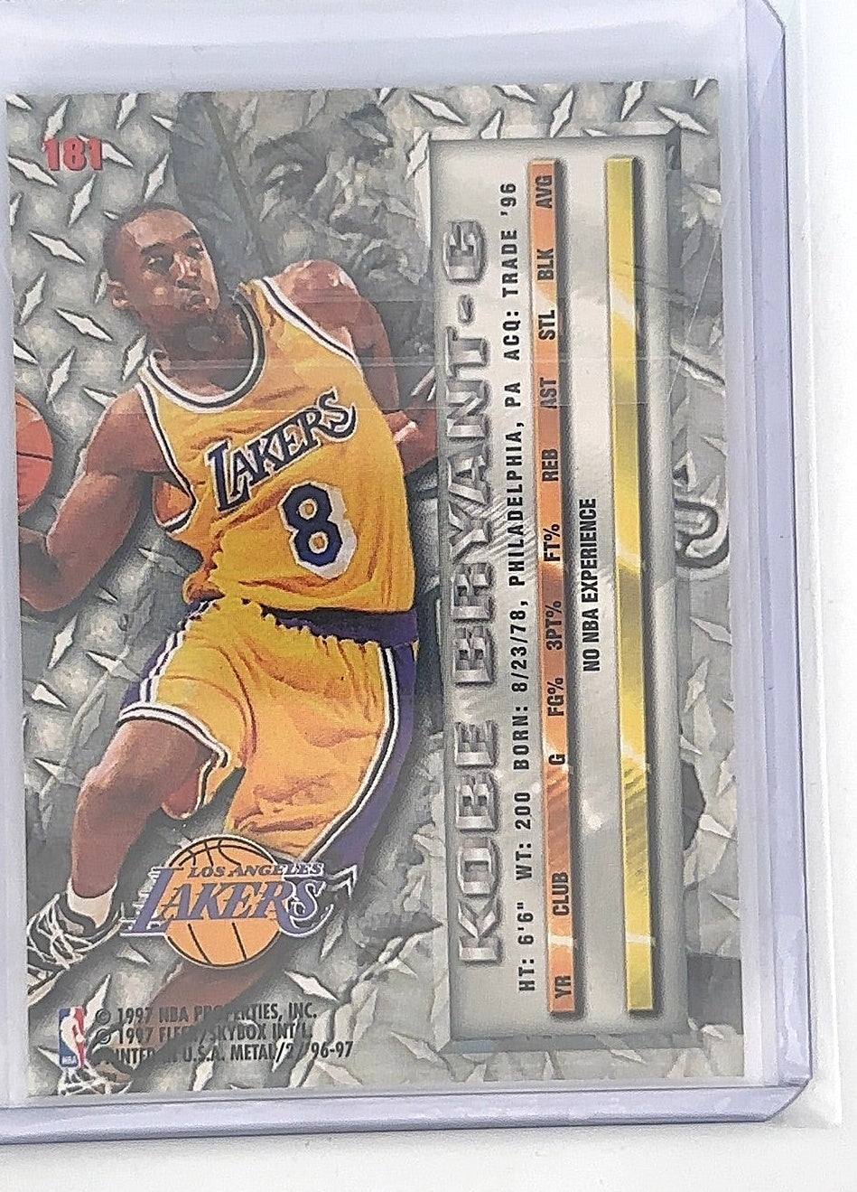 Kobe Bryant 1997 Metal RC — back