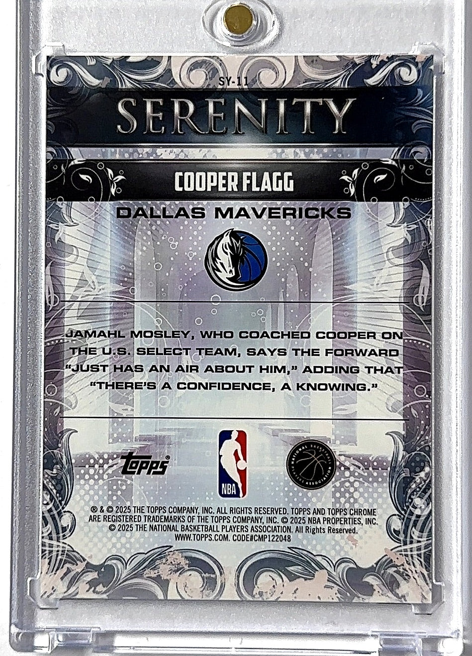 2025 Topps Chrome Serenity Cooper Flagg #SY-11 RC — back