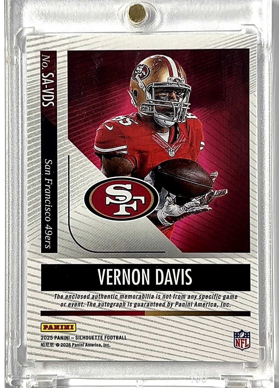 2025 Panini Silhouette Autographs Vernon Davis #36 RC AUTO — back