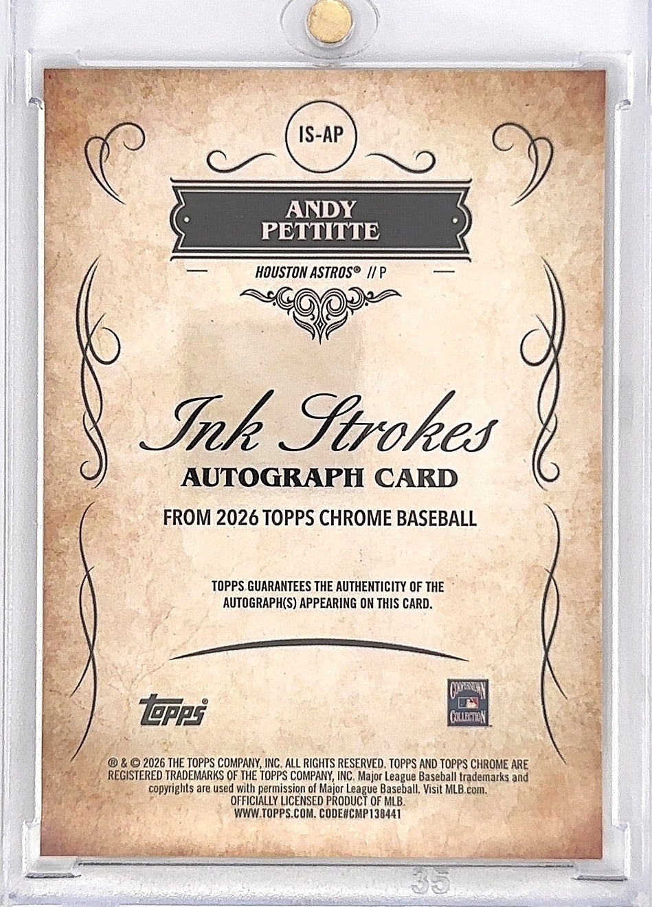 2026 Topps Chrome Ink Strokes Andy Pettitte [Green] #IS-AP — back