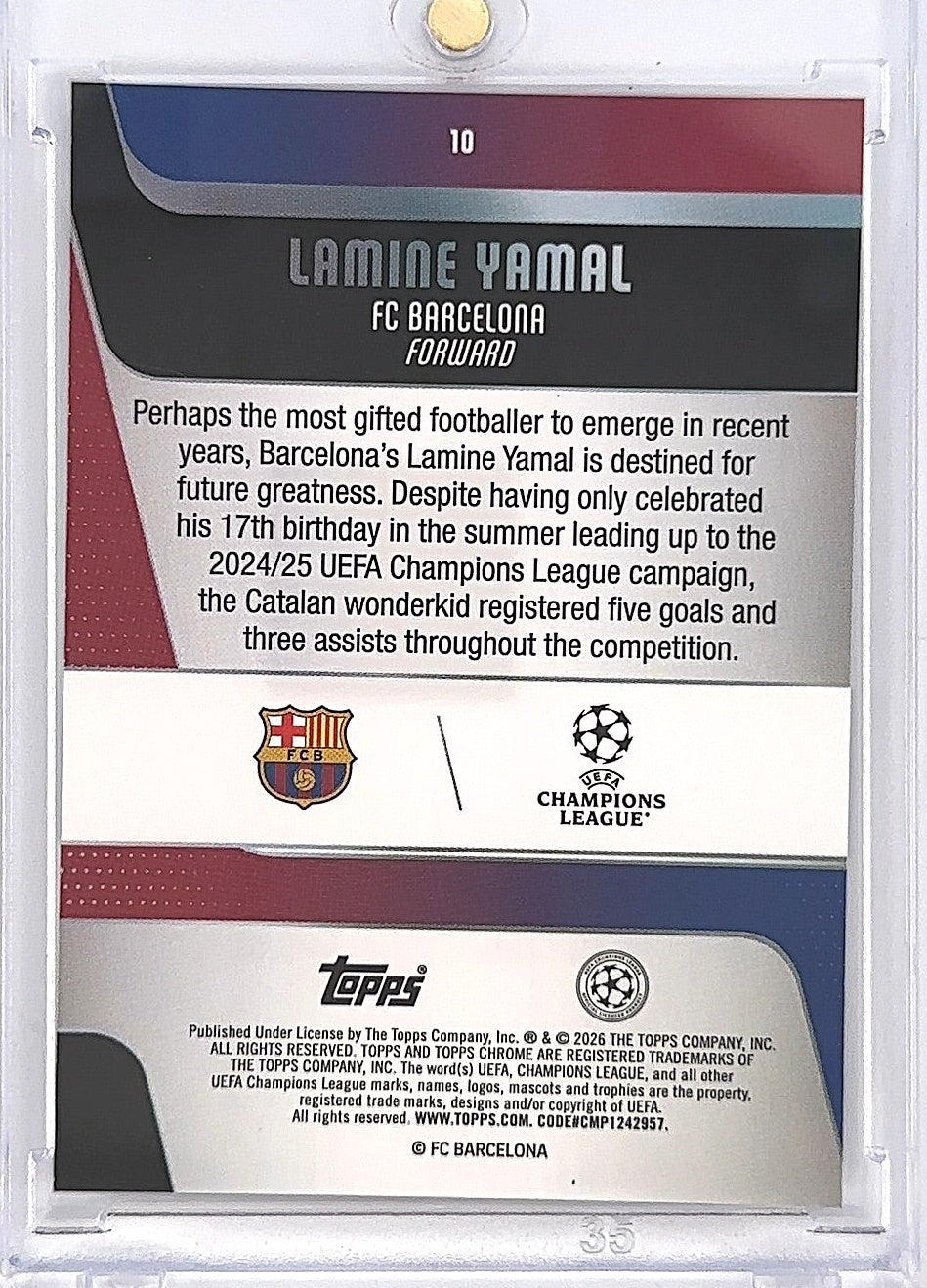 Lamine Yamal XFractor 2026 — back