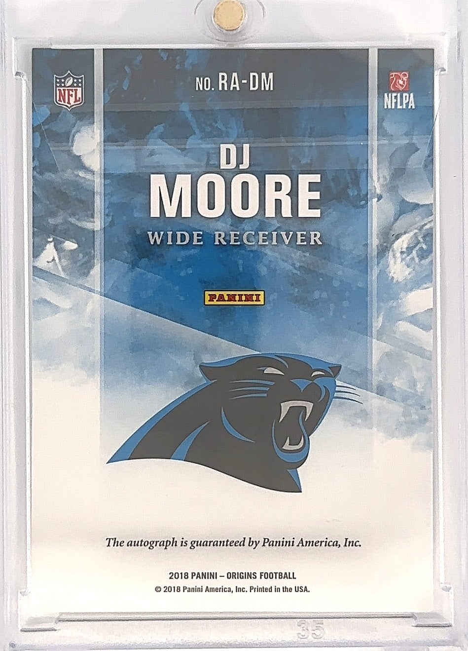 2018 Panini Origins Rookie Autographs DJ Moore #RA-DM — back
