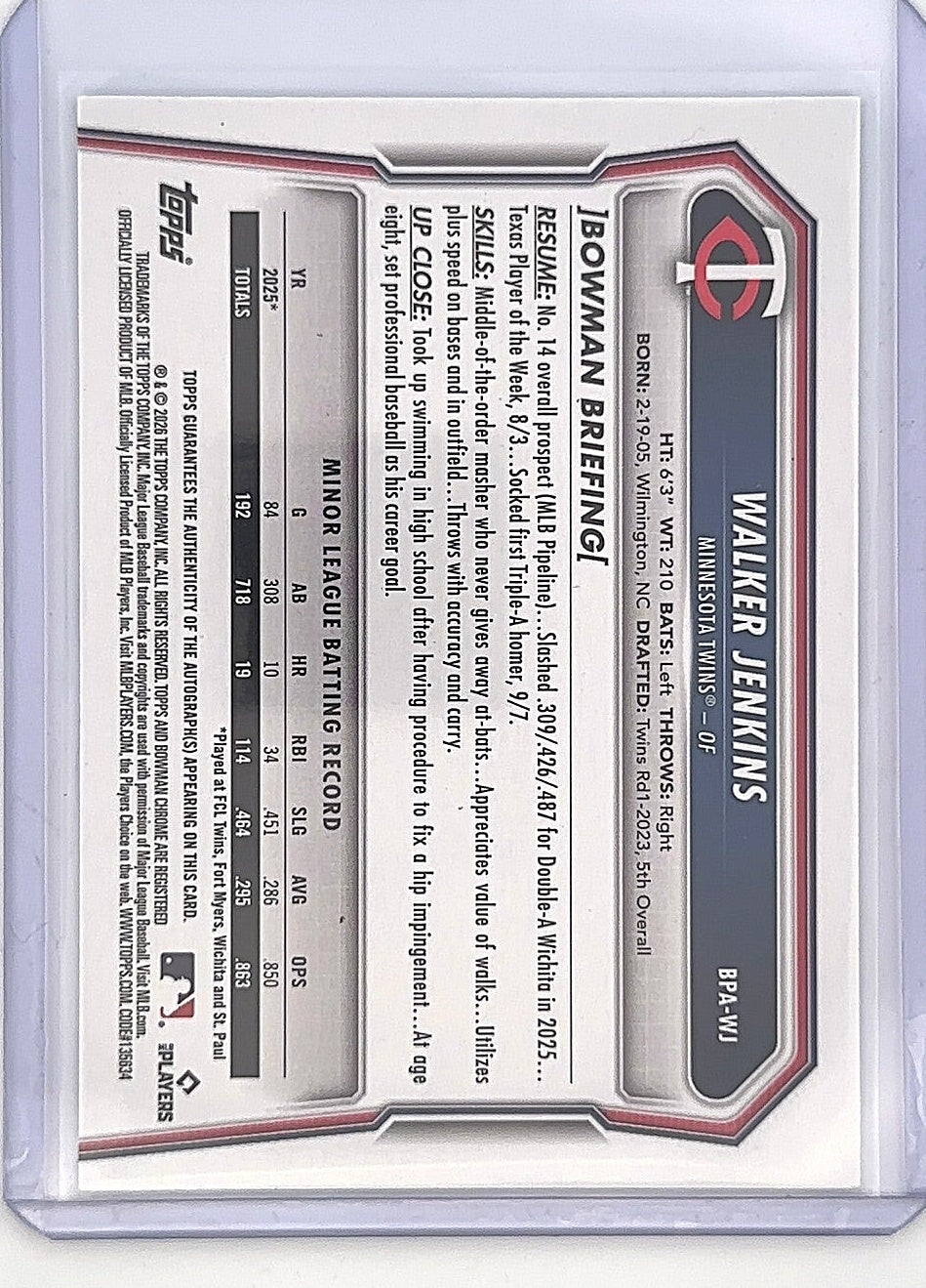 2026 Bowman Paper Prospect Autograph Walker Jenkins #BPA-WJ — back