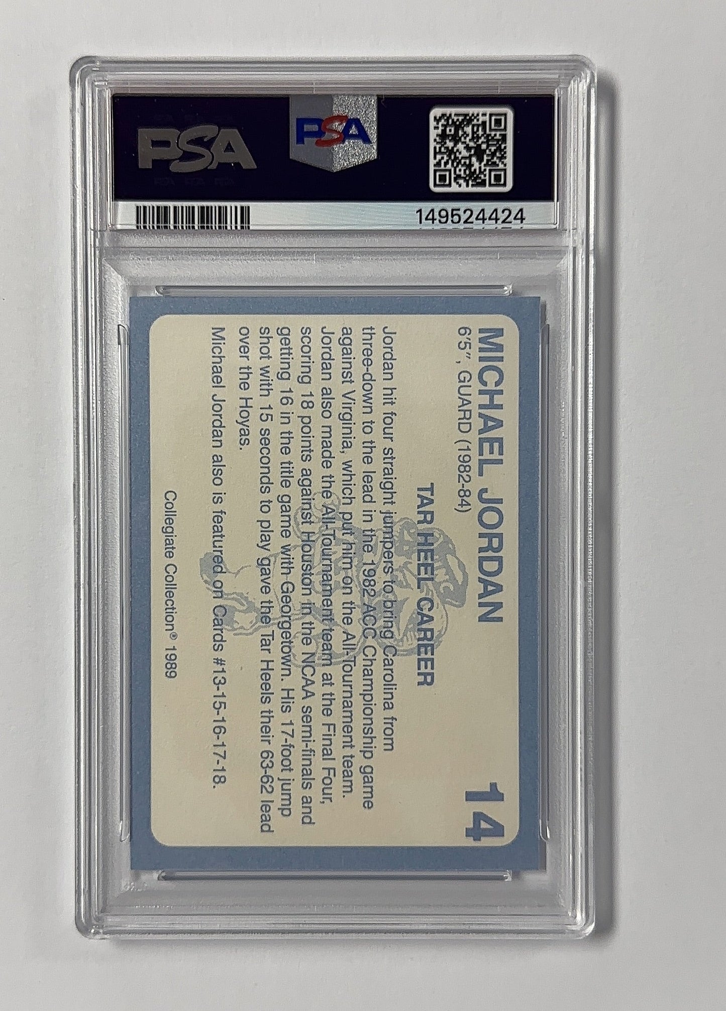 Michael Jordan - PSA 9 North Carolina Collegiate Collection — back