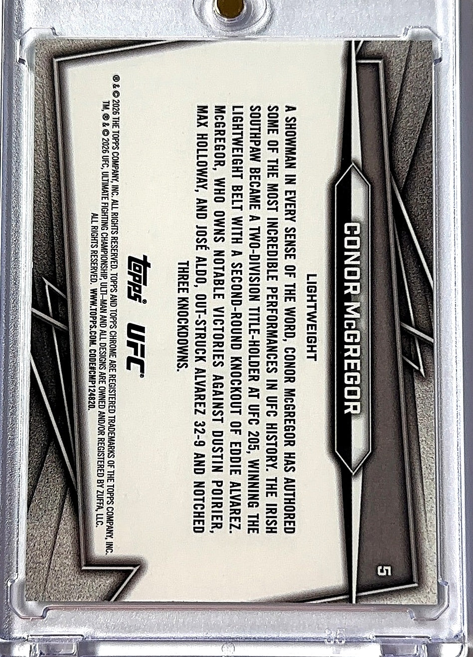 Conor McGregor Topps Chrome Green Refractor /99 — back
