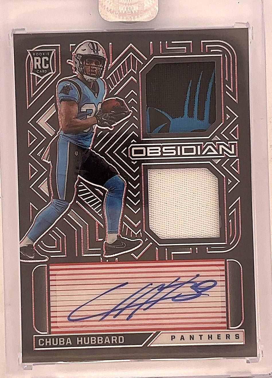 Chuba Hubbard Obsidian Rookie Patch Auto /10 — front