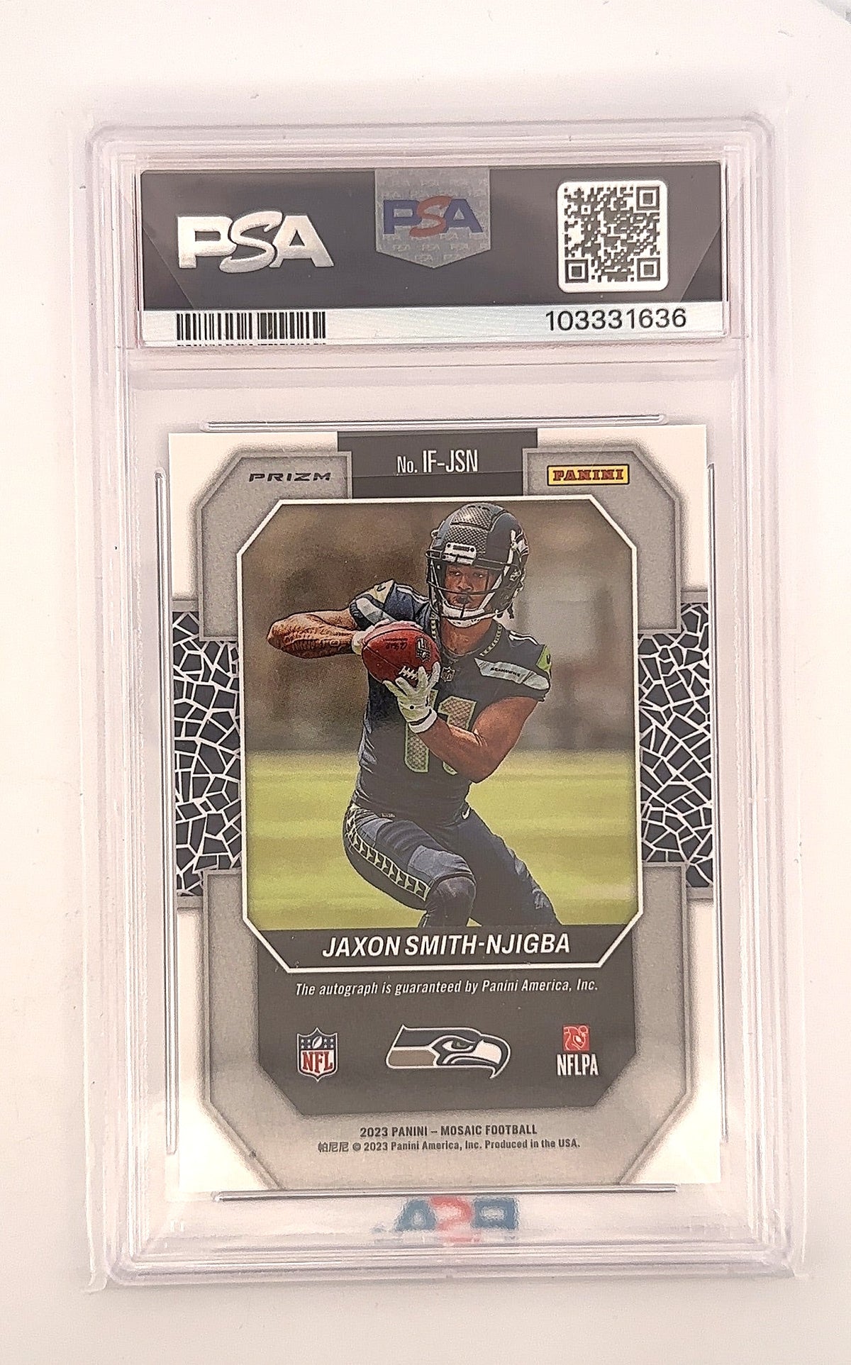 Jaxon Smith Njigba In Focus Signature 2023 Mosaic PSA MINT 9 — back