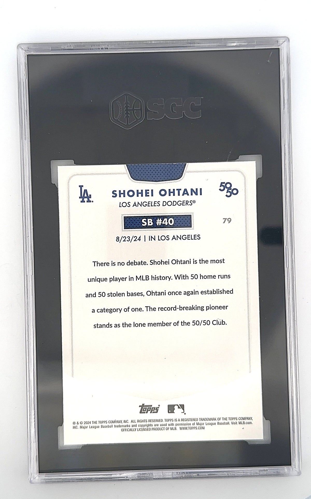Shohei Ohtani #79 2024 Topps 50/50 SGC MINT+ 9.5 — back