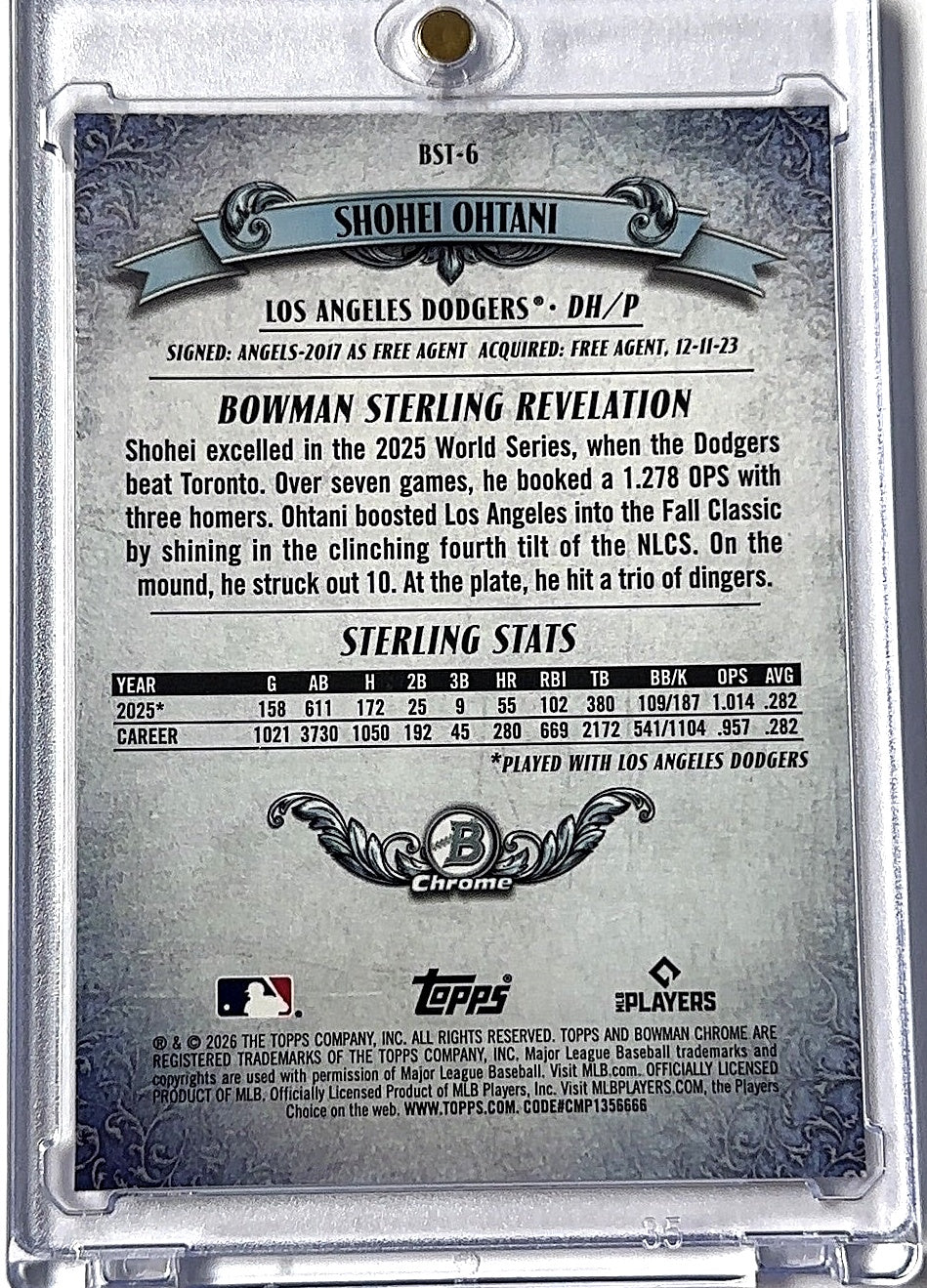2026 Bowman Sterling Shohei Ohtani [Mojo] #BST-6 — back