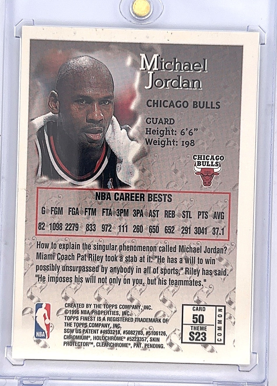 1996 Finest Sterling Michael Jordan #50 — back