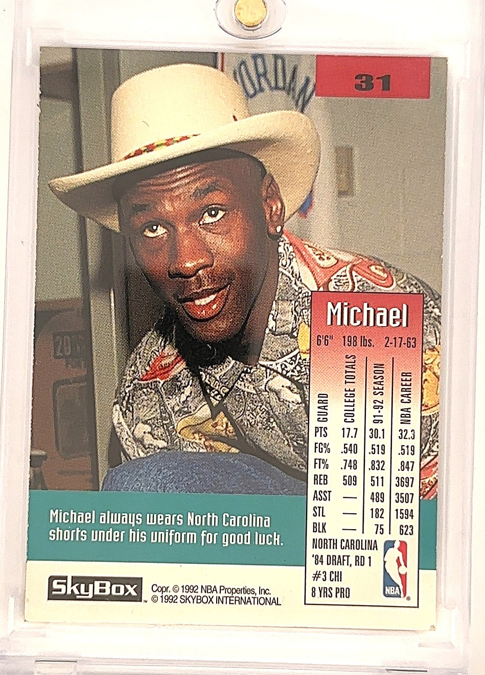 1992 Skybox Michael Jordan #31 — back