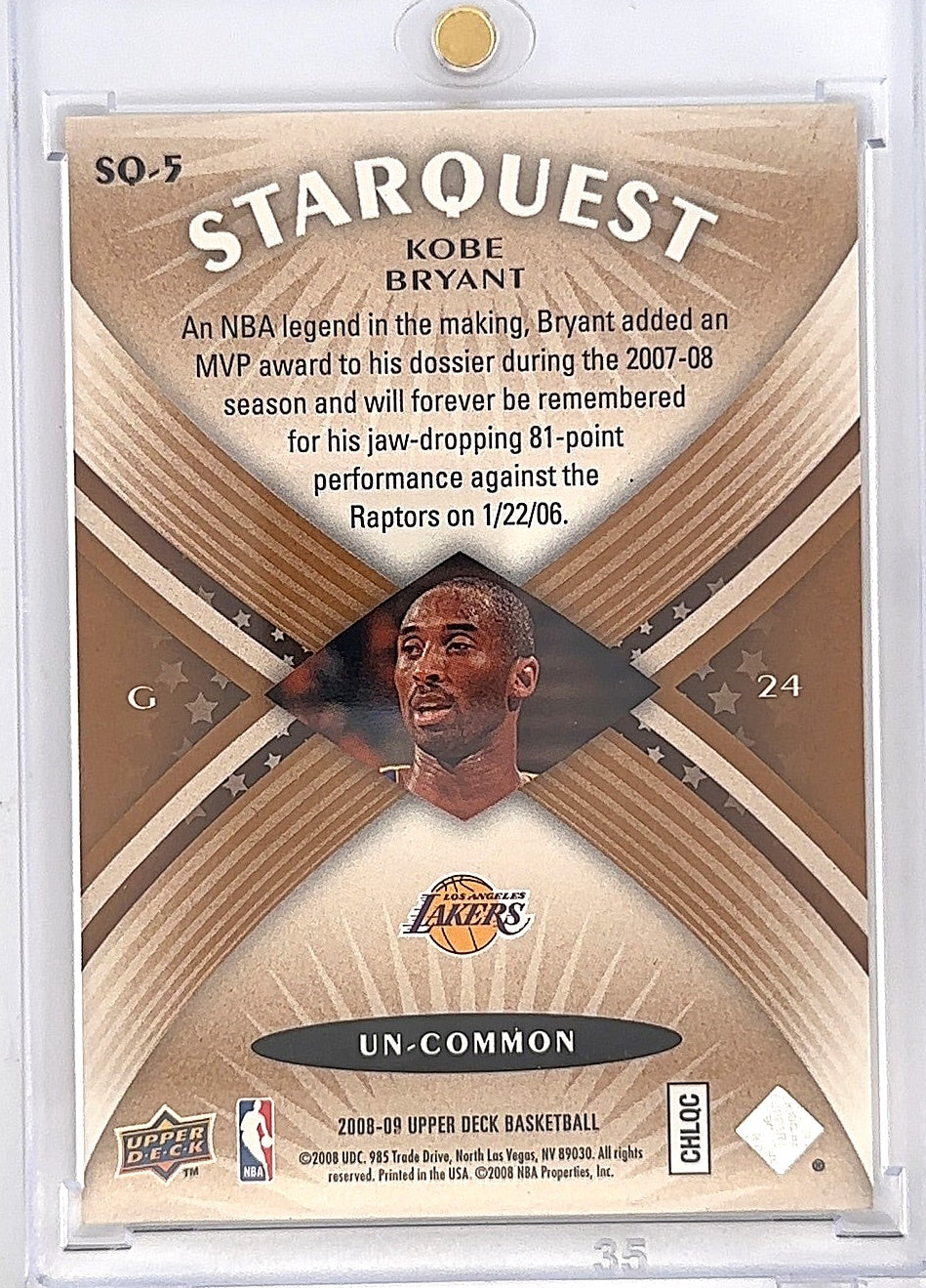 2008 Upper Deck Starquest Kobe Bryant #SQ-5 — back