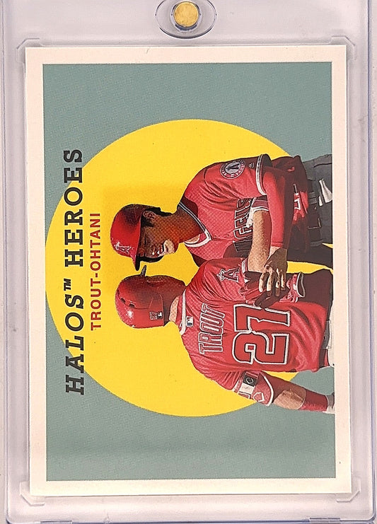 2018 Topps Archives Shohei Ohtani, Mike Trout [Halos Heroes] #303 — front