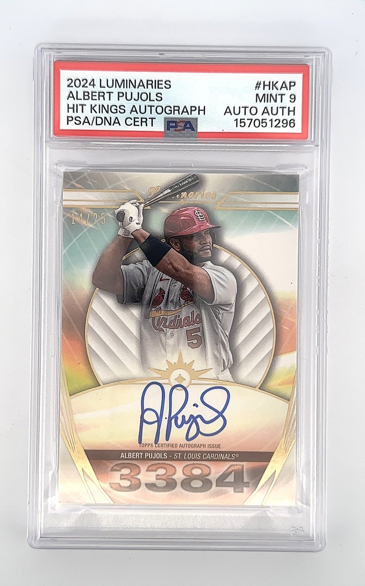 2024 Topps Luminaries Hit Kings Autograph Albert Pujols #HK-AP PSA 9 — front