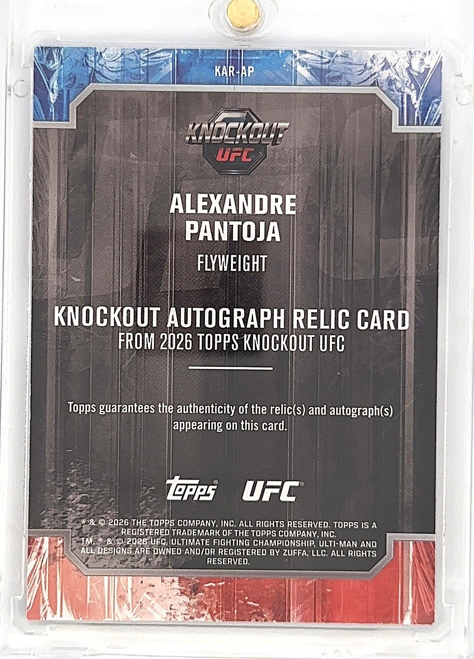 2026 Alexandre Pantoja Topps UfC Knockout Patch Auto /299 — back