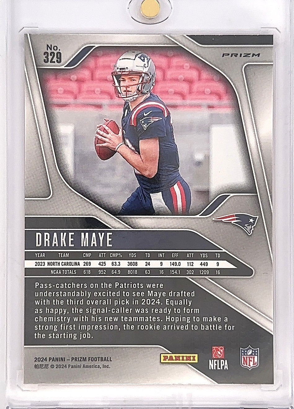 2024 Panini Prizm Drake Maye [Orange Ice] #329 — back