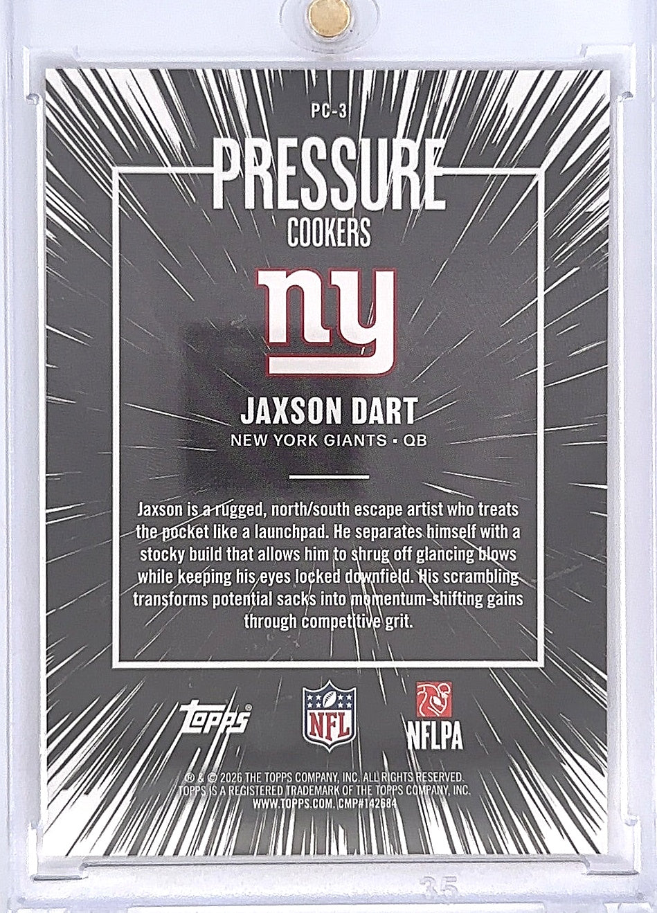 2026 Topps Flagship Pressure Cookers Jaxson Dart [Pink Crackle] #PC-3 — back