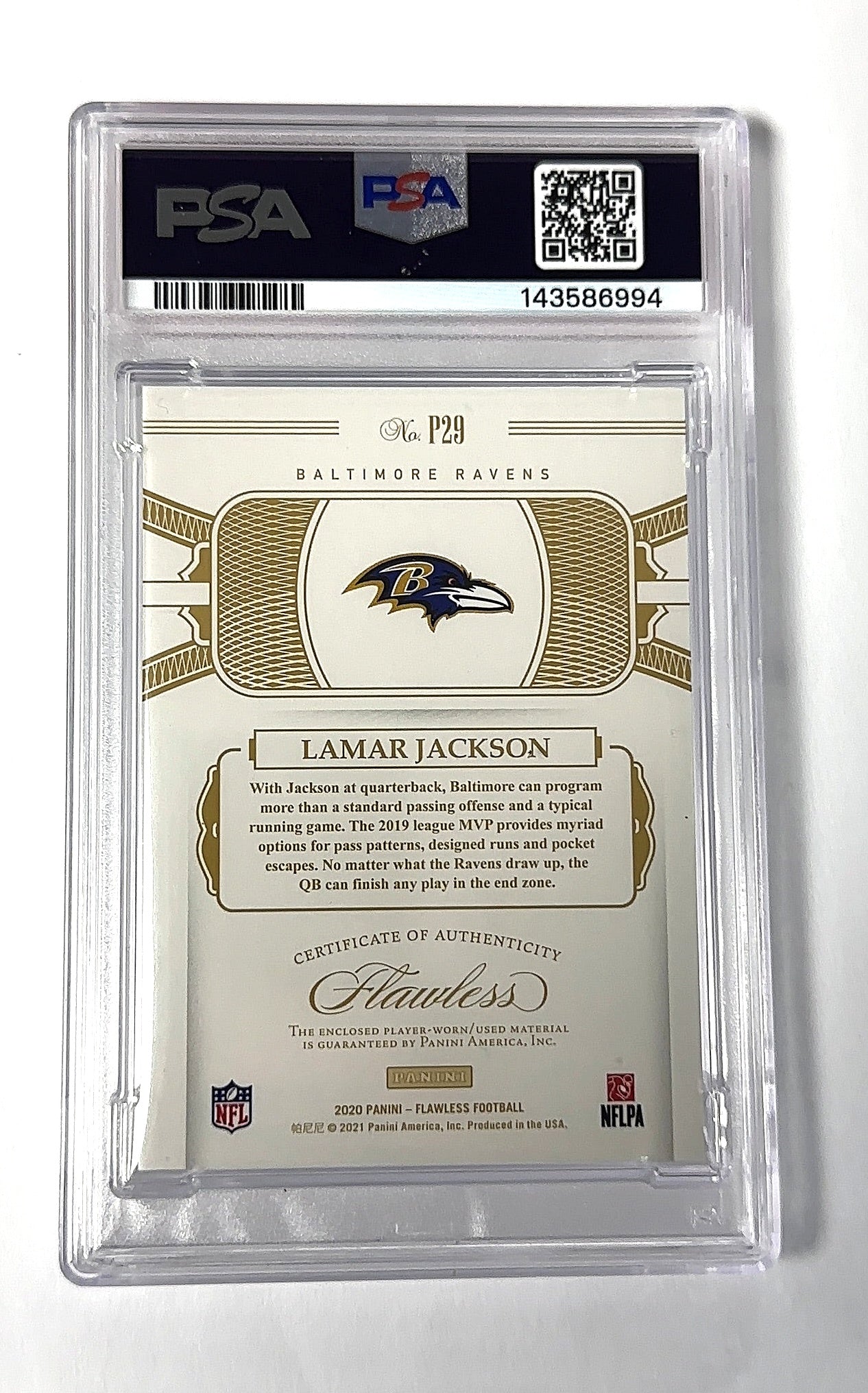 2020 Panini Flawless Lamar Jackson [Silver] #4 — back
