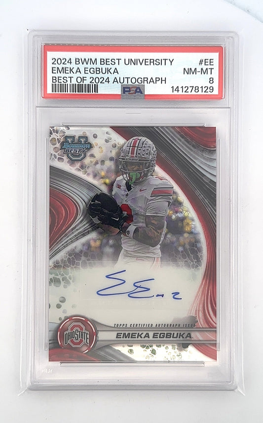 2024 Bowman Best University Autograph Refractor Emeka Egbuka #BOA-EE PSA 8 — front
