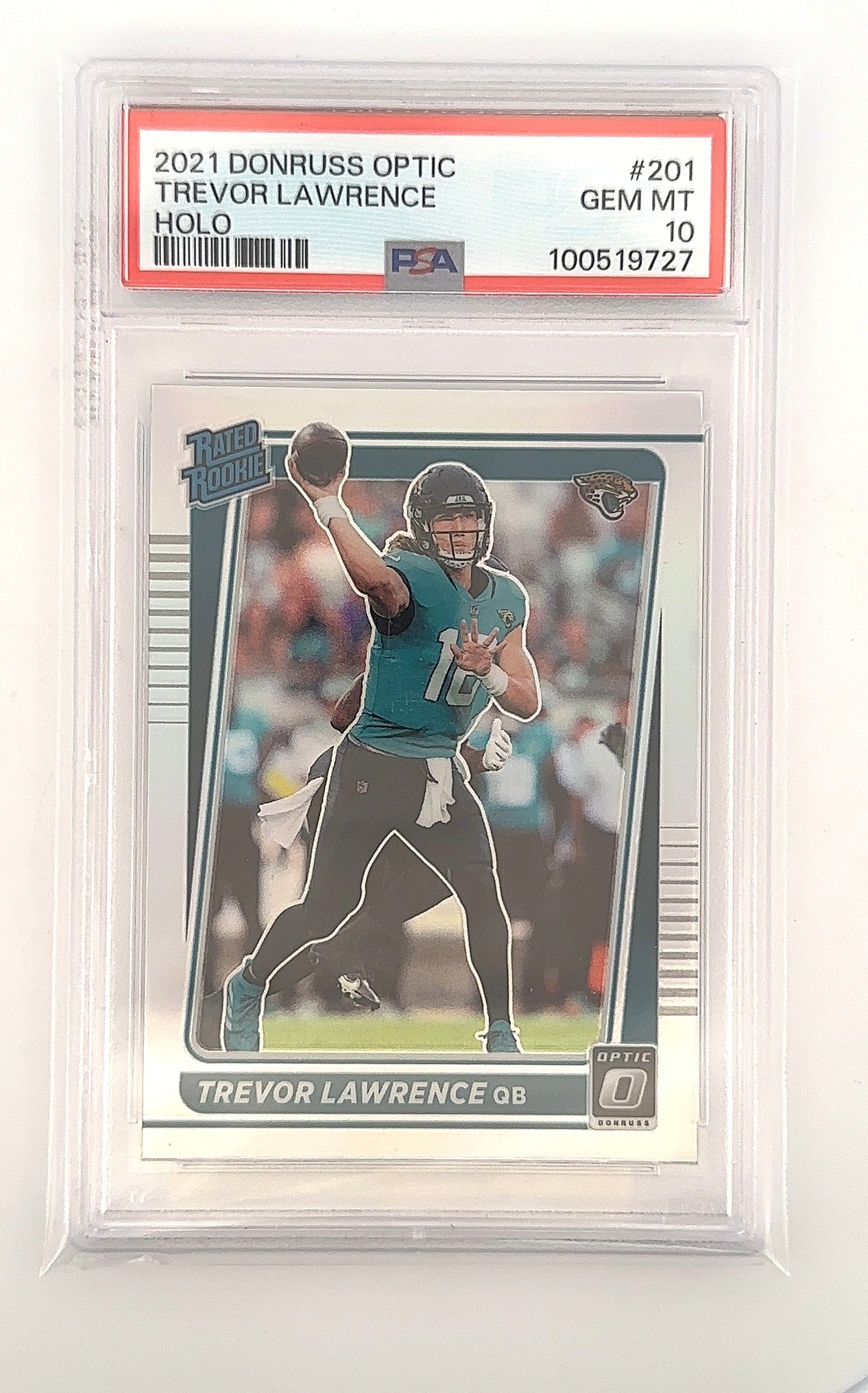 Trevor Lawrence 2021 DonRuss Optic Holo PSA GEM MT 10 — front