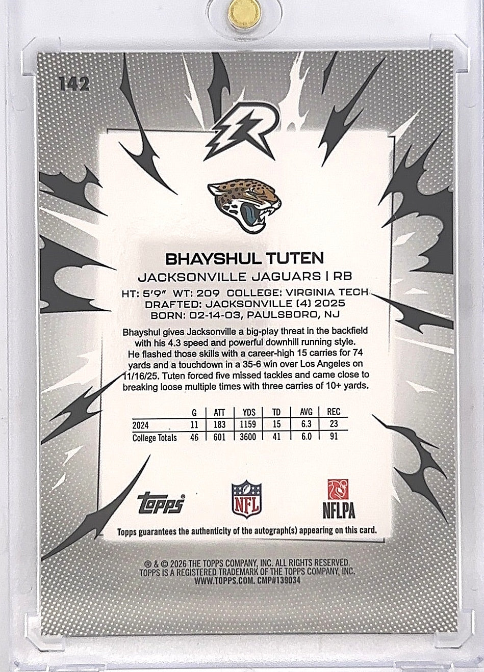 2025 Topps Resurgence Bhayshul Tuten [Signature] #142 — back