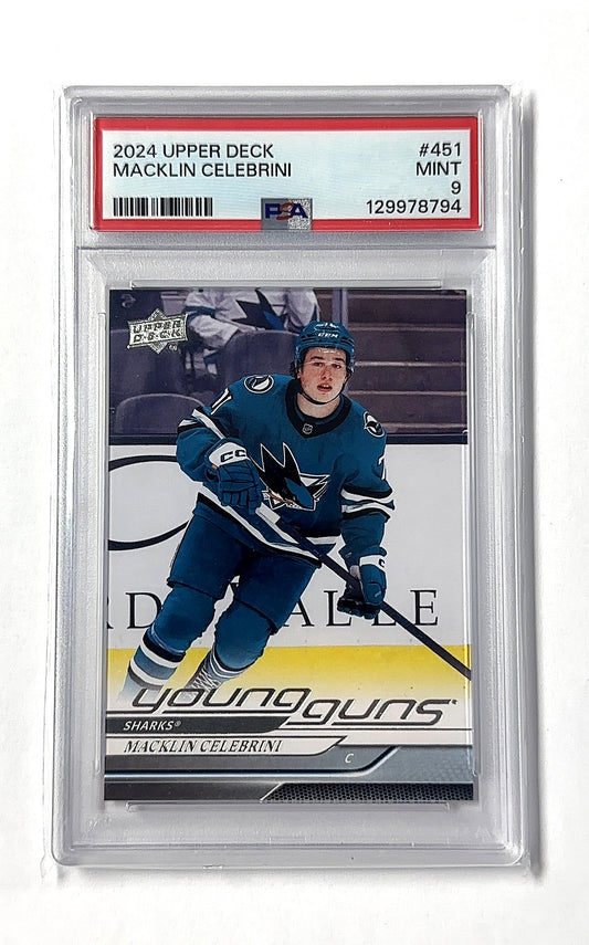 2024 Upper Deck Macklin Celebrini PSA MINT 9 — front