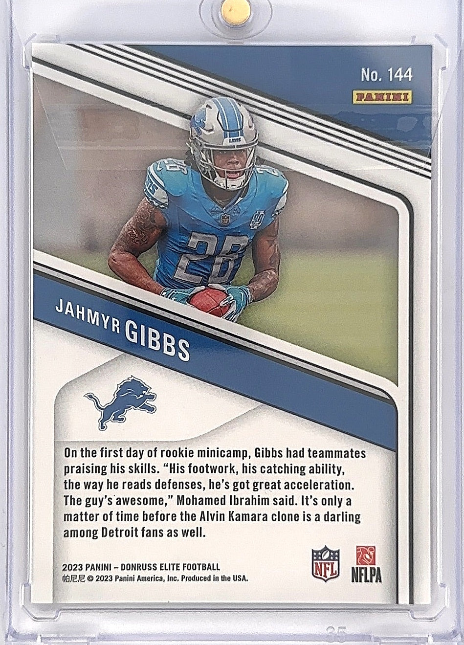 2023 Panini Donruss Elite Jahmyr Gibbs [Aspirations Shimmer] #144 — back