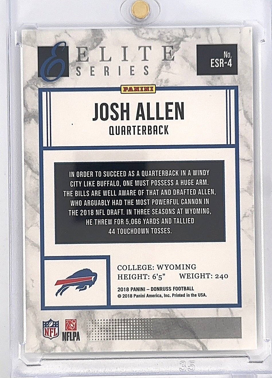 2018 Donruss The Elite Series Rookies Josh Allen #ESR-4 — back