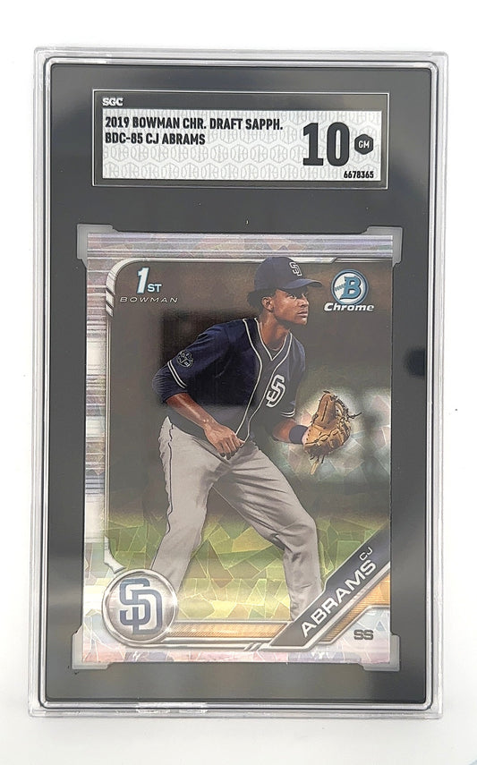 2019 Bowman Draft Chrome CJ Abrams [Sapphire] #BDC-85 SGC Gem Mint 10 — front