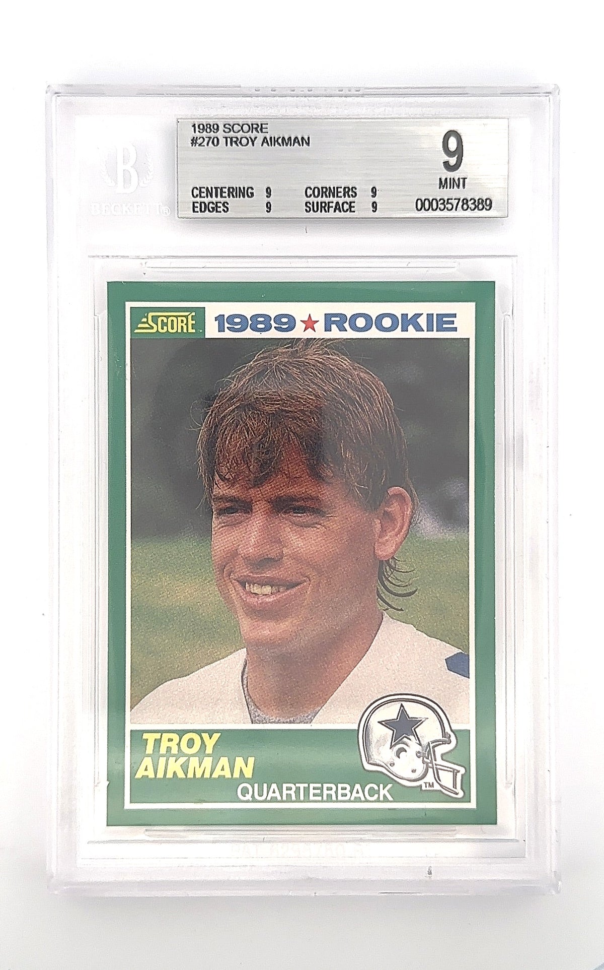 1989 Panini Score Troy Aikman #270 BGS 9 — front