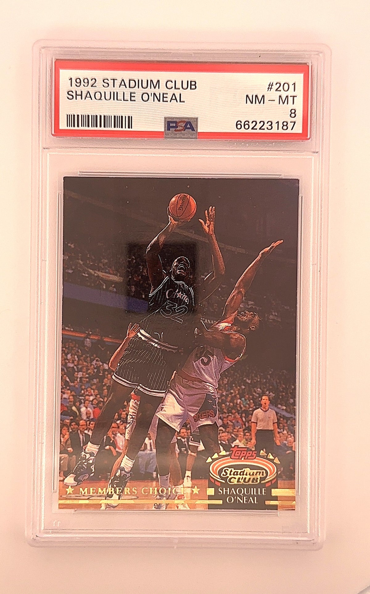1992 Stadium Club Shaquille O'Neal #201 PSA 8 — front