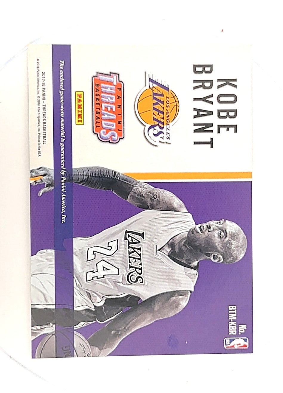 Kobe Bryant Panini Threads BTM-KBR — back