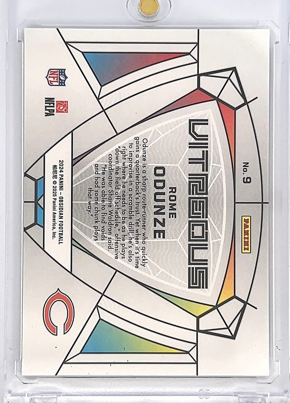 2024 Panini Obsidian Vitreous Rome Odunze #9 — back