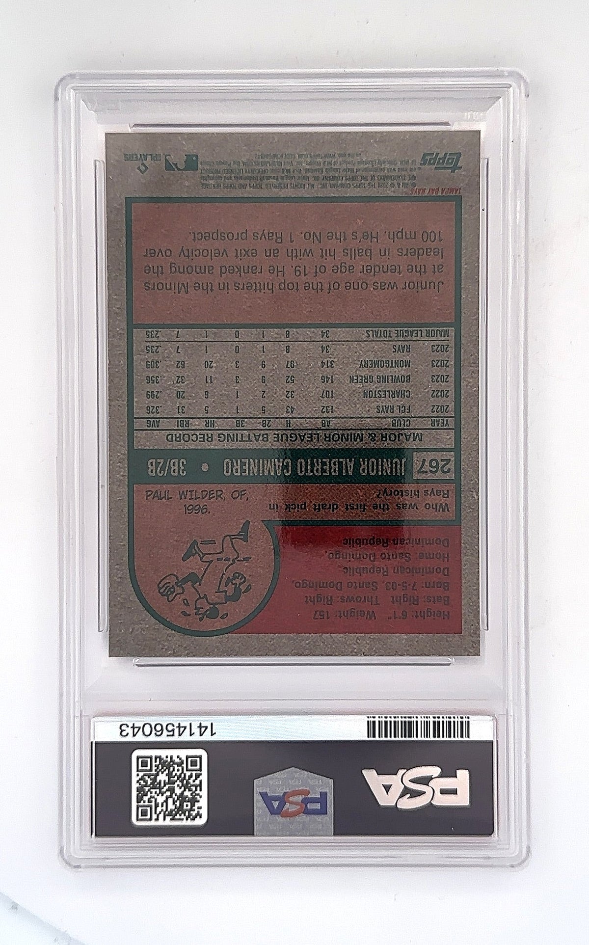 Junior Caminero 2024 Topps Heritage PSA MINT 9 — back