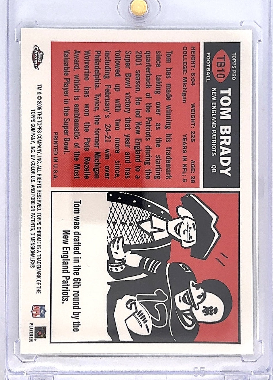 2005 Topps Chrome Throwbacks Tom Brady #TB10 — back