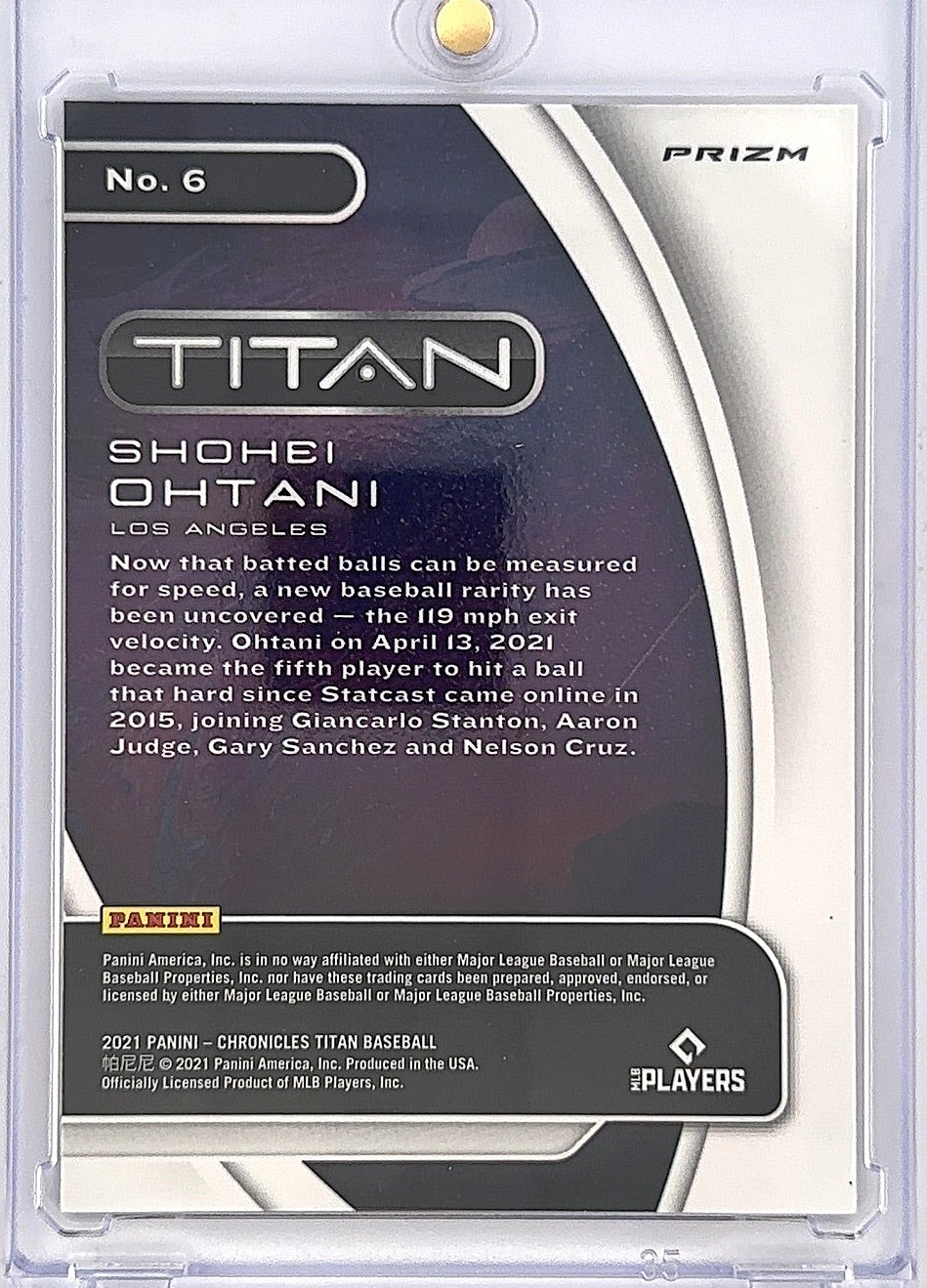 2021 Panini Chronicles Titan Shohei Ohtani [Pink Pulsar] #6 — back